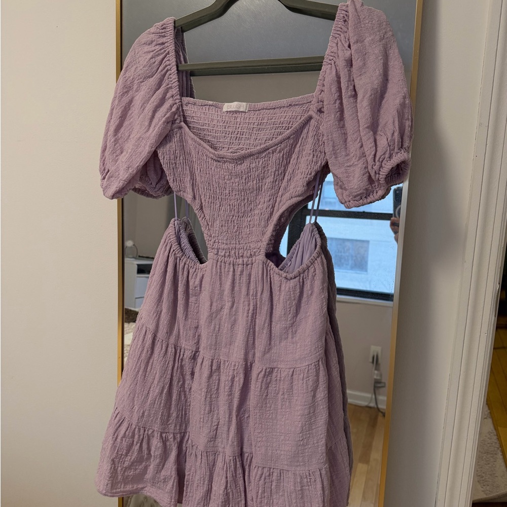 Elegant Lavender Puff Sleeve Dress